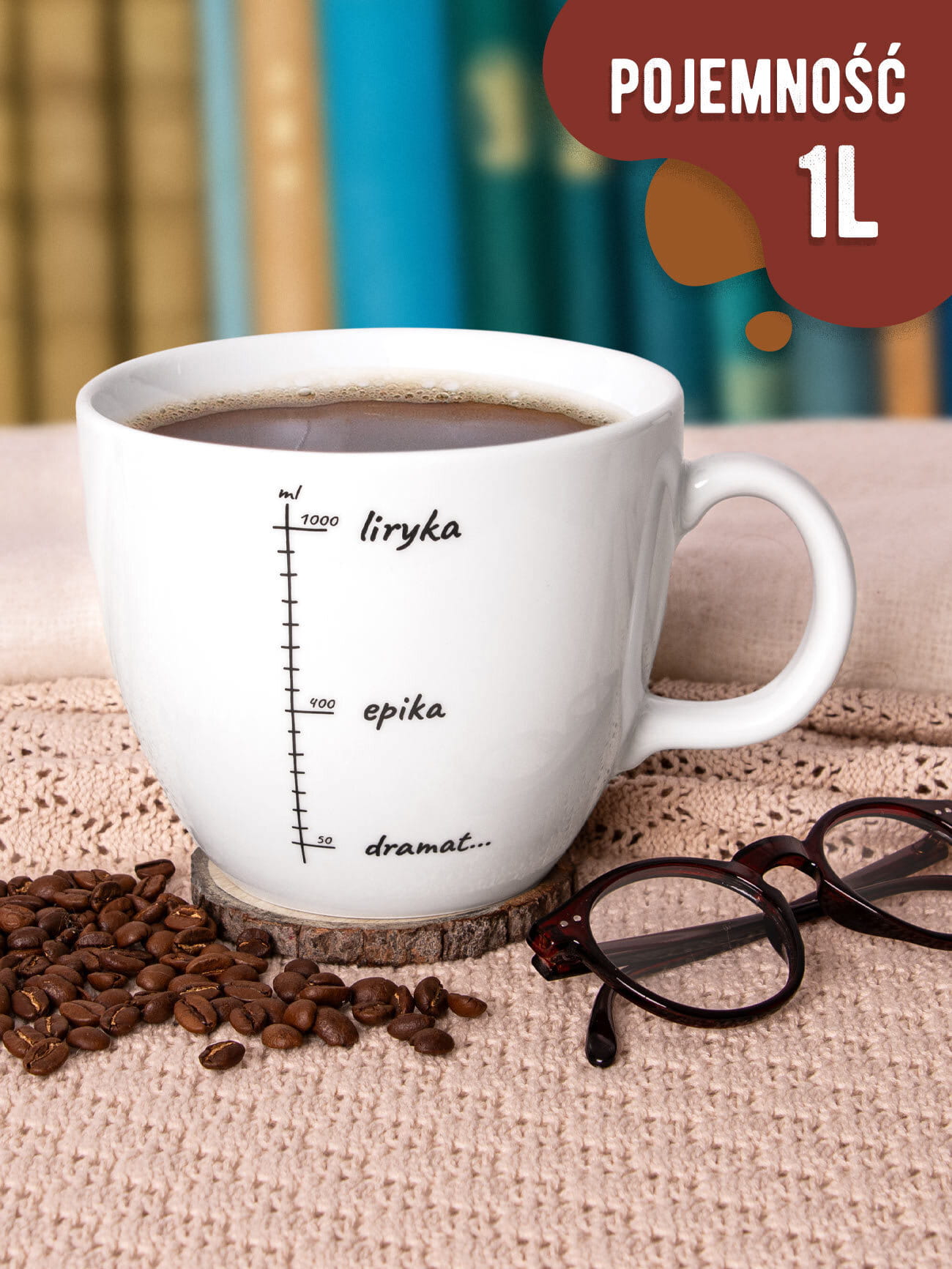 LIRYKA, EPIKA, DRAMAT... / kubek biały z uchem / 1000 ml