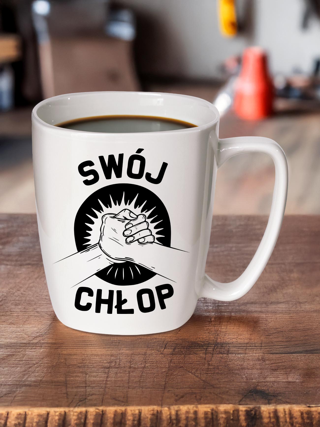 SWÓJ CHŁOP / kubek biały z uchem