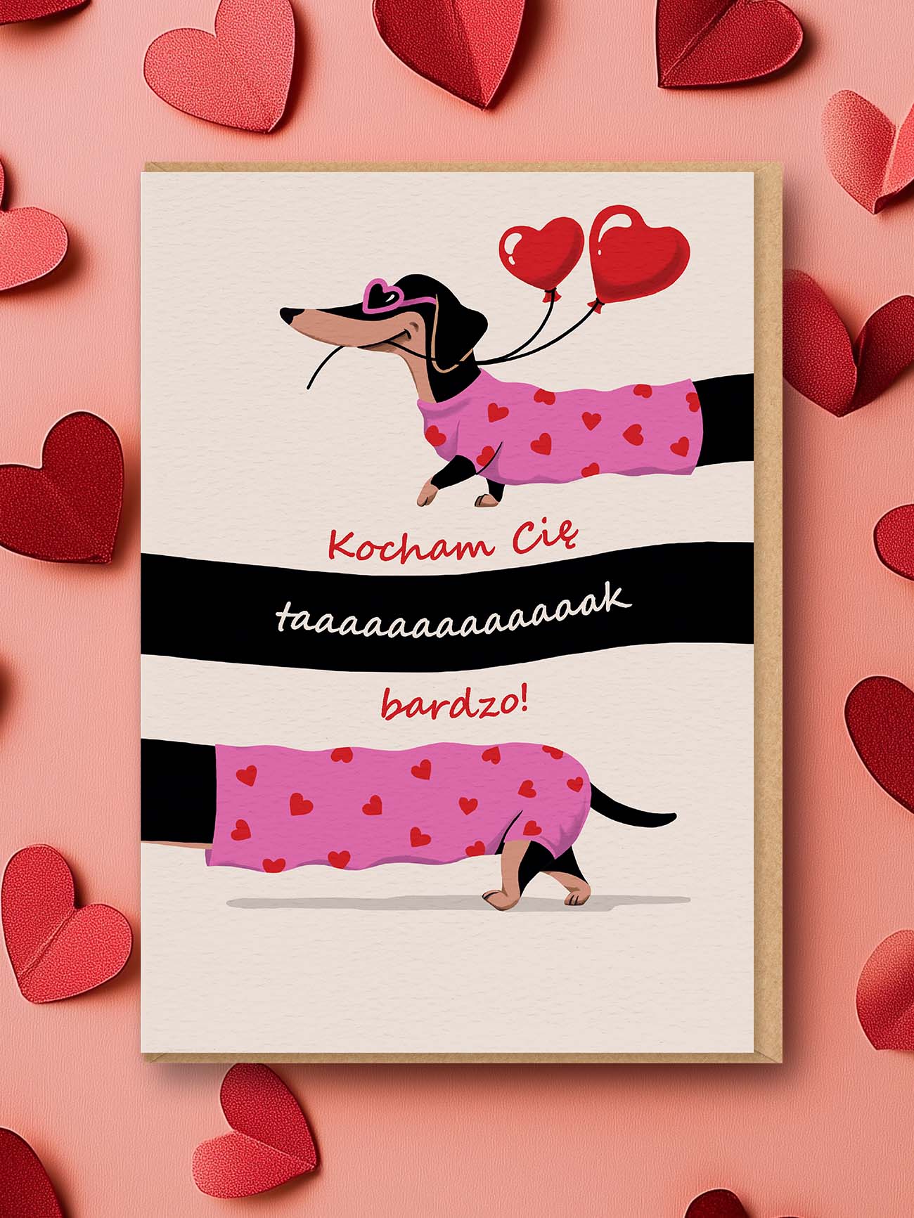 KOCHAM CIĘ / JAMNIK / kartka walentynkowa