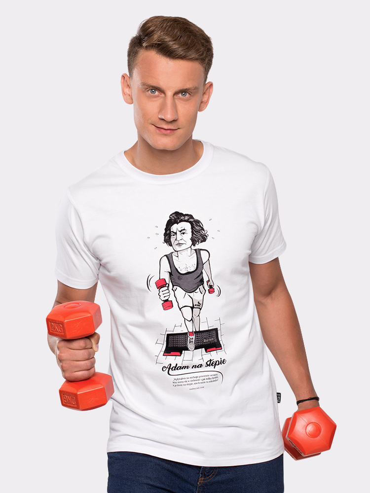 ADAM MICKIEWICZ NA STEPIE / koszulka męska / biała